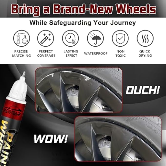 xdotoar MATTE BLACK RIM TOUCH UP PAINT, EFFICIENT WHEEL PAINT PEN FOR METAL, ALSO MATCH FLAT BLACK, SEAMLESS REPAIR CAR, FAUCET AND MORE, COLOR ACCURATE, LONG LASTING ADHENSION, QUICK DRYING, EASY TO USE - Image 2